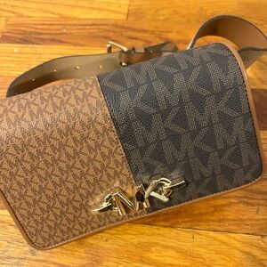 MK Brown and Black Crossbody Bag